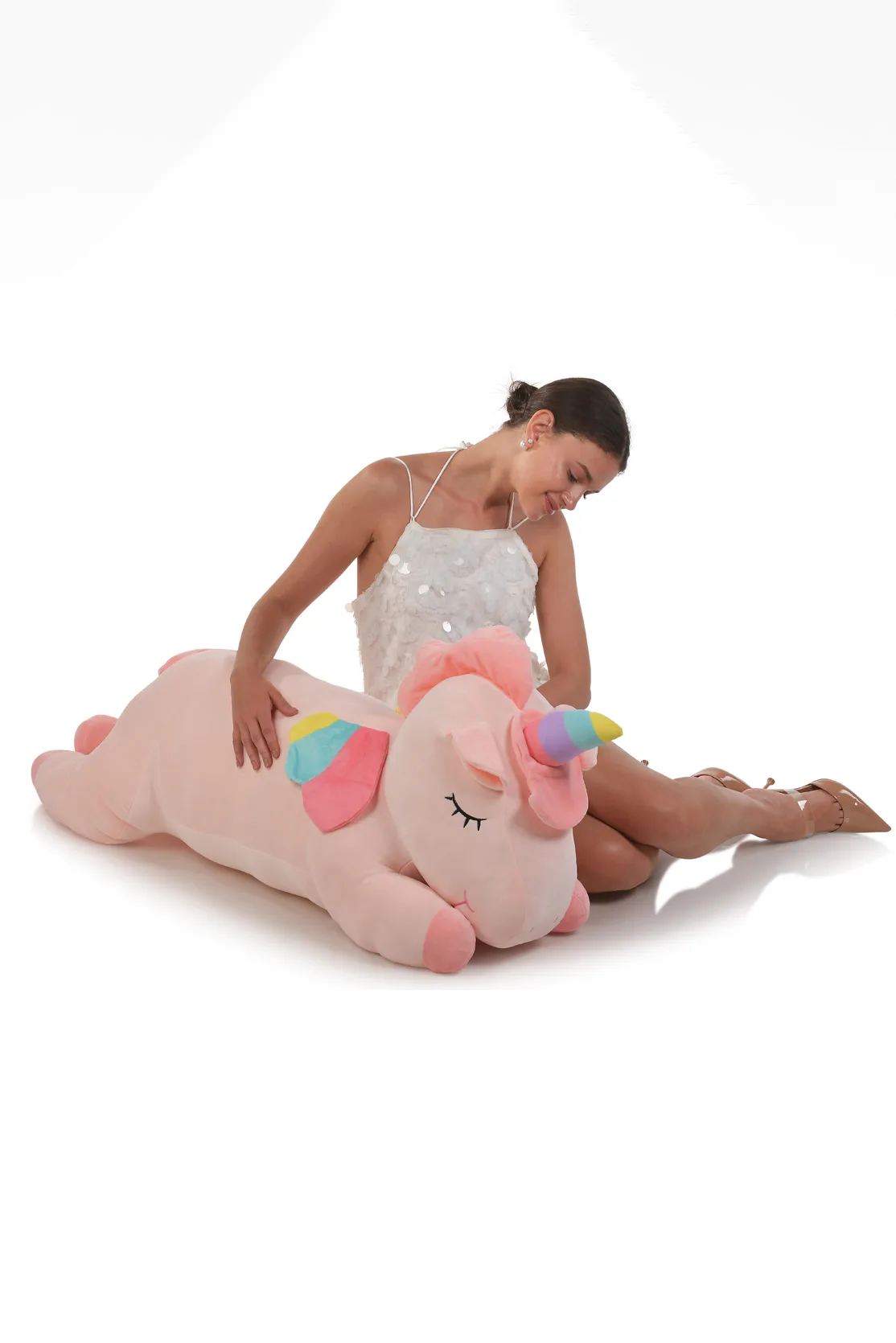 בובת חד קרן XXL – 120 ס״מ – ורוד בהיר — ורוד בהיר · 1.2 מטר