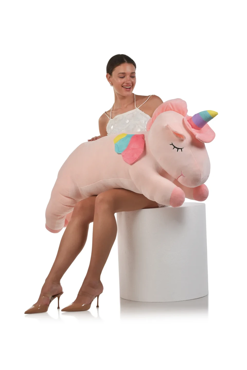 בובת חד קרן XXL – 120 ס״מ – ורוד בהיר — ורוד בהיר · 1.2 מטר