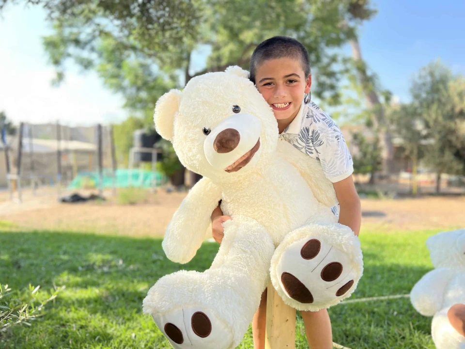 דובי גדול מטר (100 ס״מ) בעיצוב אמריקאי – שמנת עם כפות רגליים מנוקדות — שמנת · 1 מטר