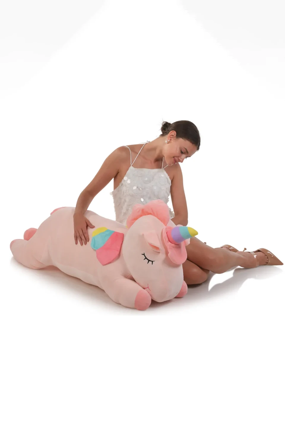 בובת חד קרן XXL – 120 ס״מ – ורוד בהיר — ורוד בהיר · 1.2 מטר