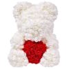 דובי פרחים בצבע לבן עם לב אדום